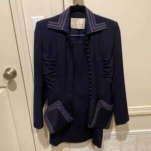 1950s Lilli Ann Navy Wool Gabardine Tailored Suit (as seen in Vogue's 1951 ad)